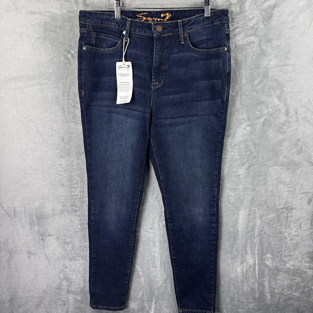 Seven7 Women's‎ Metro Skinny Jeans Dark Wash Size 32x30 Ultra high-rise rise